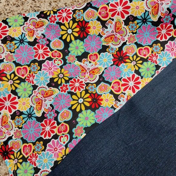 3345 Size 9j Lei Upcycled Bell Bottoms in Black and Blue - Picture 3 of 6